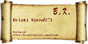 Briski Kornél névjegykártya